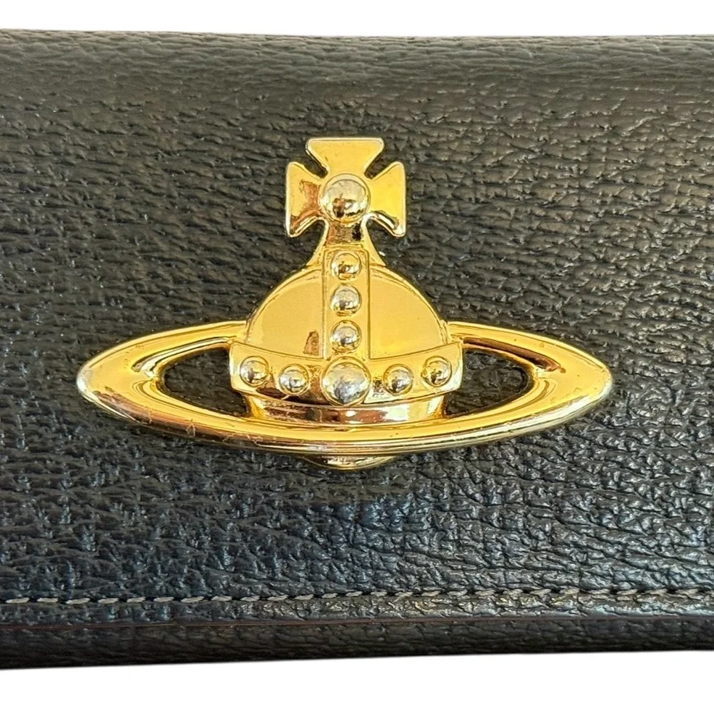 VIVIENNE WESTWOOD Black Four-Ring Key Holder Orb Design Unisex w Box & Bag NIB